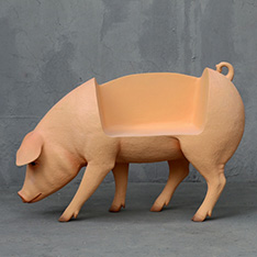 Custom animal pig bench statue